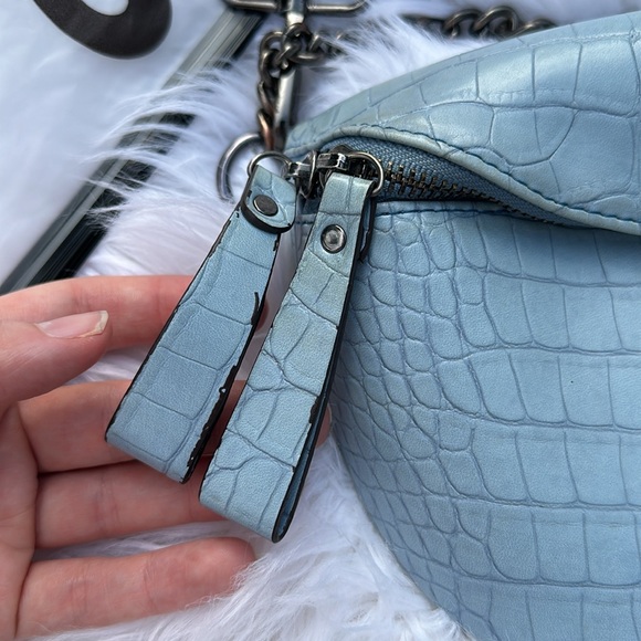 Blue Crocodile Chain Crossbody Purse with Guitar Strap - Picture 11 of 11